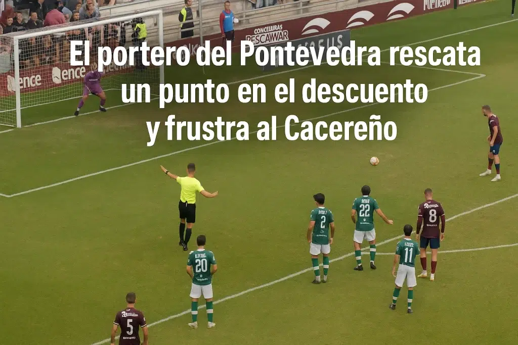 El portero del Pontevedra rescata un punto y fustra al Cacereño
